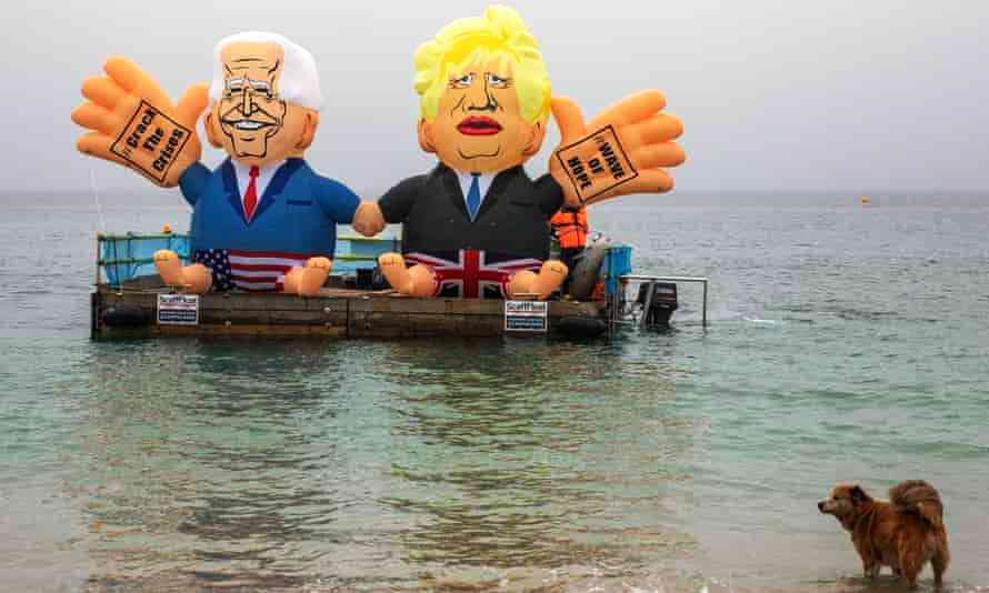 G7 Biden and Boris on raft - enlarge